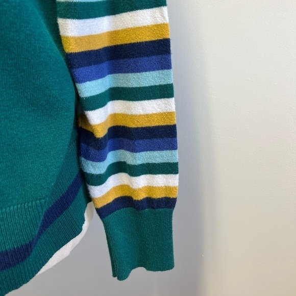 Green Cardigan Stripe Sleeve Detailing Women’s Size Large - Picture 4 of 6